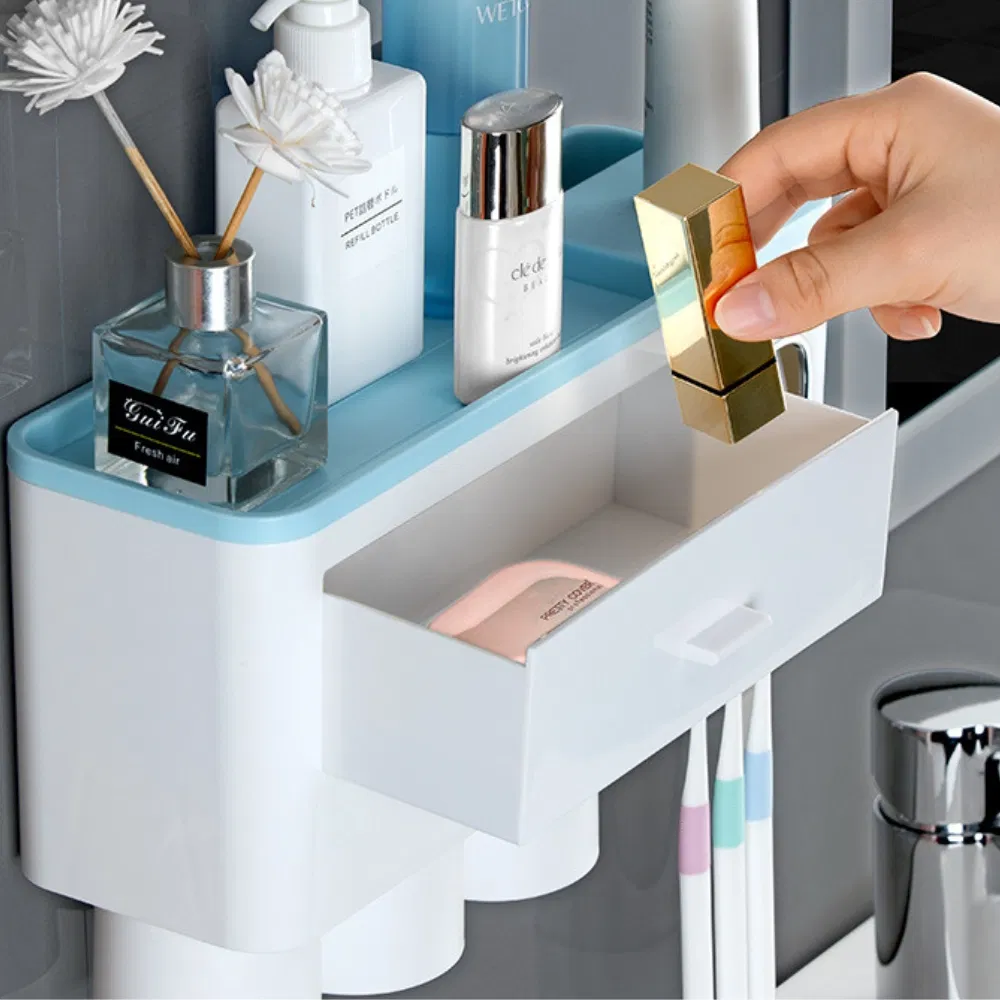 Automatic Toothpaste Dispenser with Cup Wall Mount Rack Bathroom Mi24436