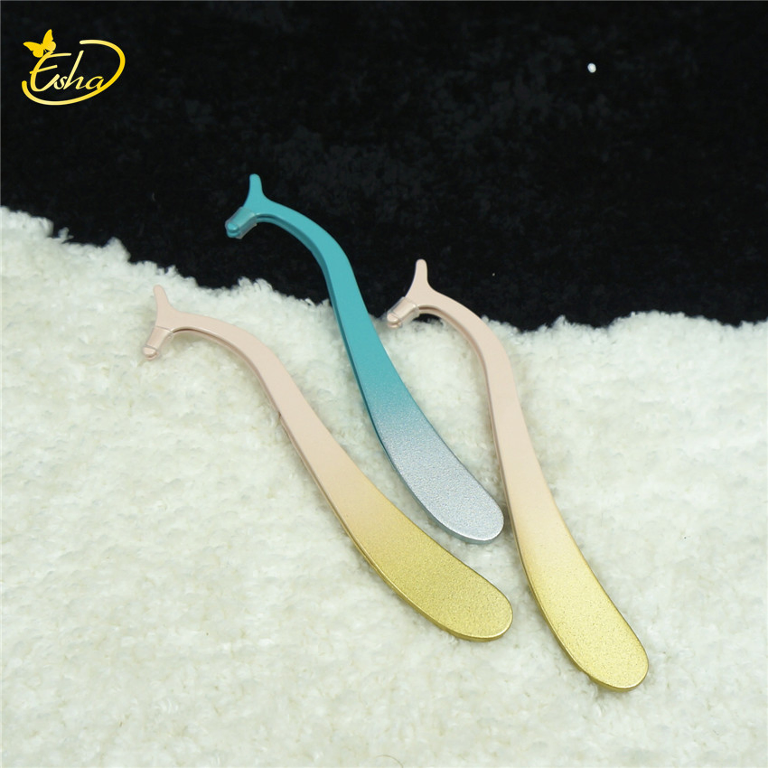 Multifunctional Rounded Eyelash Eyebrow Tweezers Stainless Steel Slanted Applicator Eyelashes Applicator