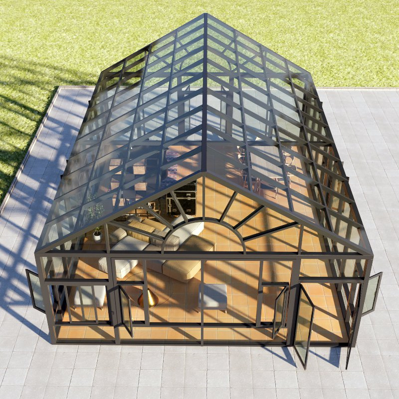 Guangdong Customized Sunroom Competitive Price Green Glass House Retractable Free Standing Aluminum Sun Room