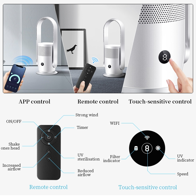 Bladeless Smart Fan Home Appliances Air Purifier Standing Fan Automatic Air Purifying Bladeless Fan