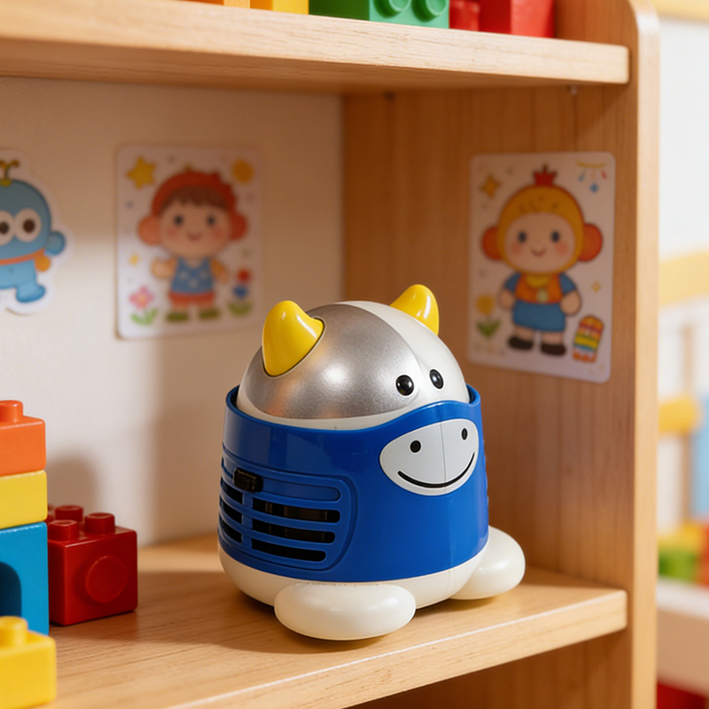 Cute Cow Shaped Mini Desk Vacuum Cleaner - Battery Operated Portable Desktop Dust & Crumb Sweeper for Home/Office