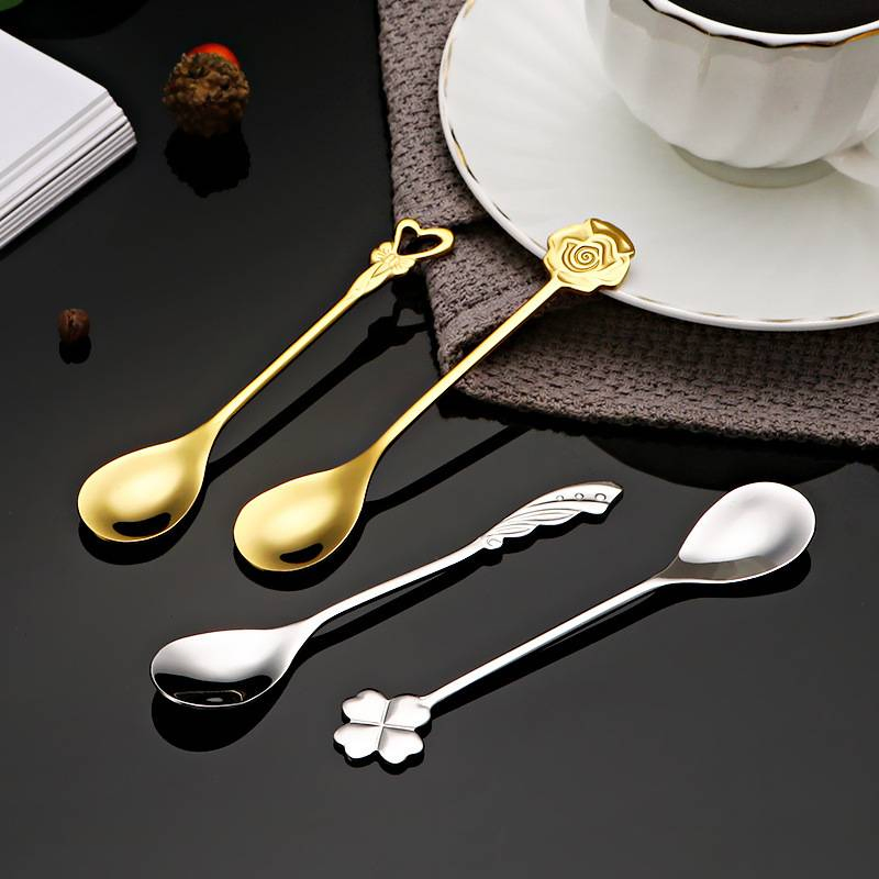 Christmas Gold Spoon Fork Stainless Steel Coffee Cutlery Set Gift Decoration Navidad
