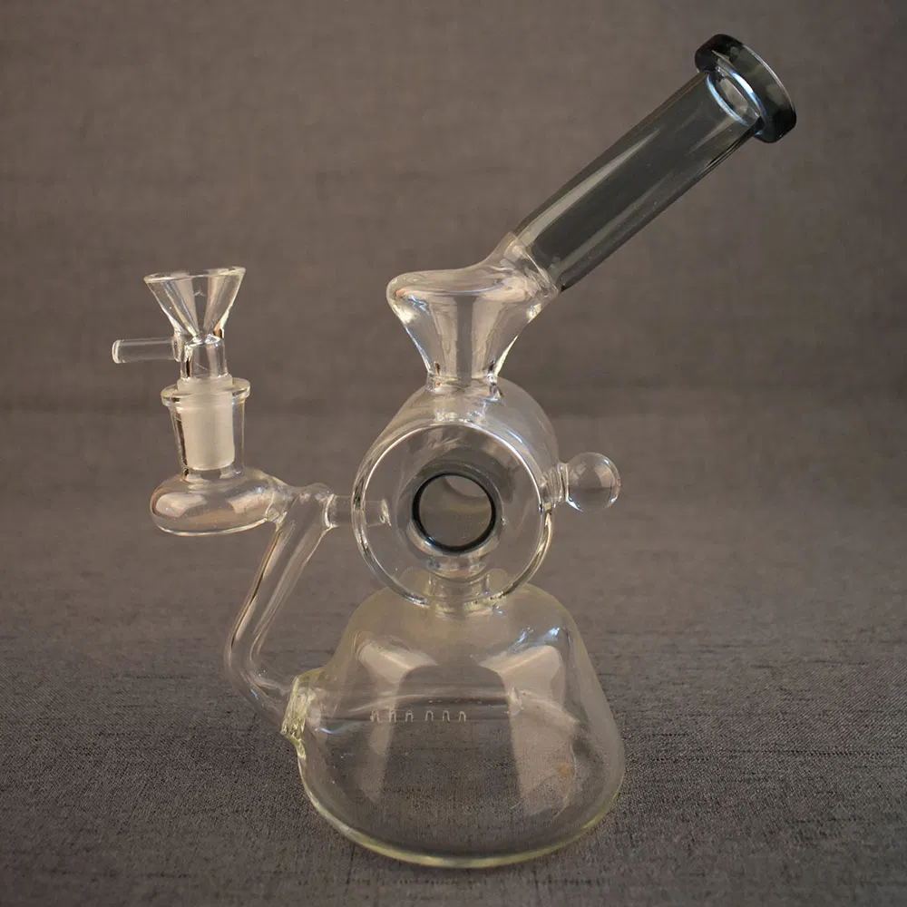Glass Beam Puck Perc DAB Rig with Colored Glass Base