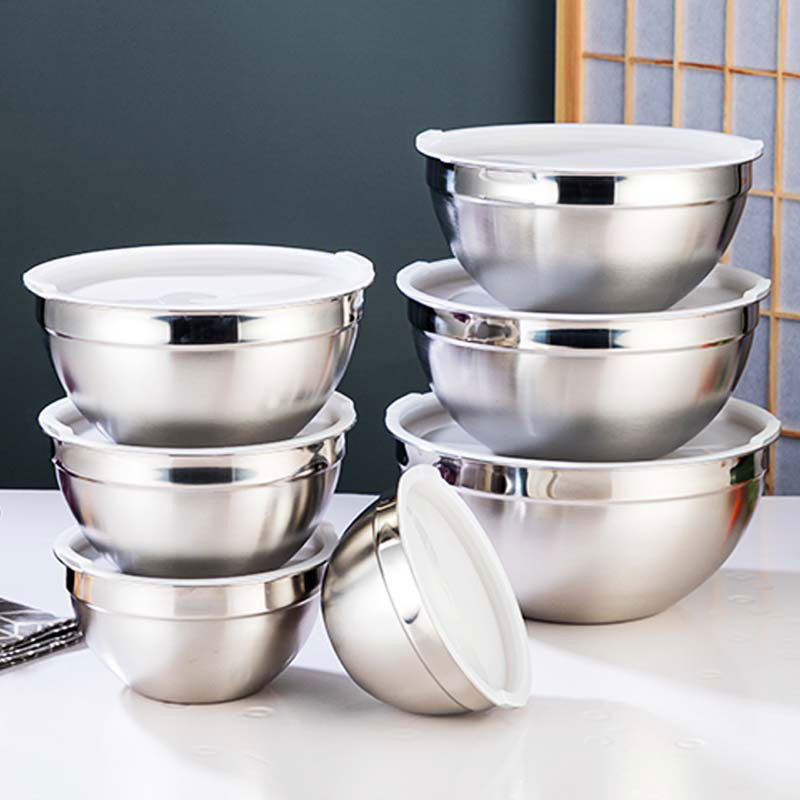 Stainless Steel Mixing Bowls Non Slip Silicone Bottom Nesting Storage Bowls