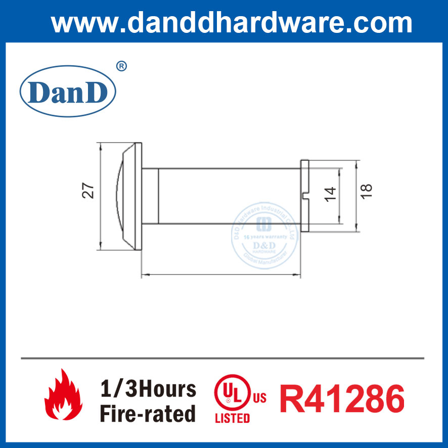 UL Listed Fire Rated Wide Angle House Door Peephole 180 Degree Door Viewers
