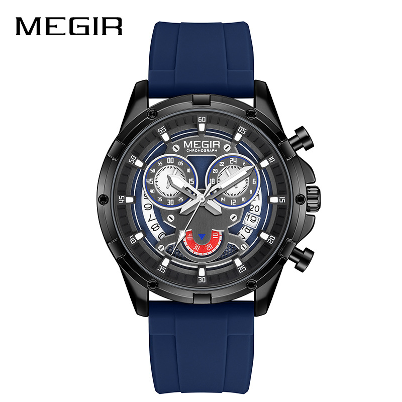 Megir 2248 Fashion Design Silicone Strap Multi Functional Calendar Men's Quartz Watch