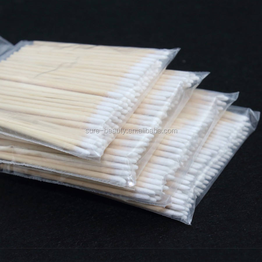 Disposable One Head Cotton Swabs Pointed Sharp Tip Wooden Stick Cotton Swab