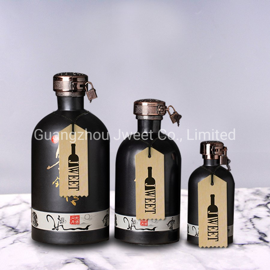 Square Ceramic Bottle Olive Oil Packaging Bottle 750ml