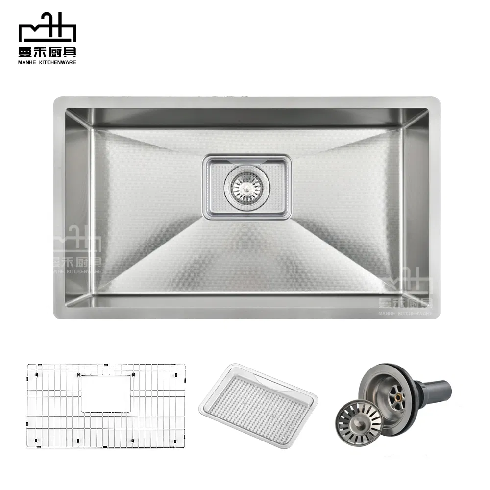 New Undermount Sink Single Bowl Stainless Steel Kitchen Sink with Waste Stainer