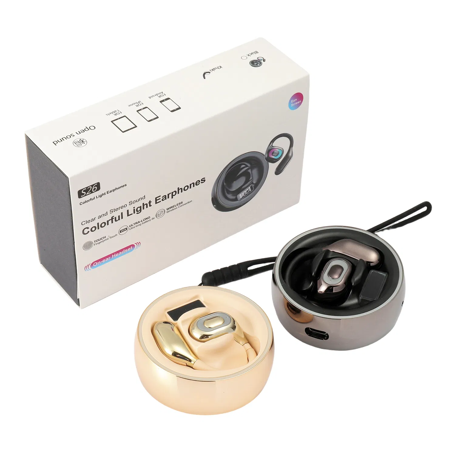 Latest Colorful Light Over-Ear Wireless Bluetooth Ows Noise Cancelling Hot Selling Mobile Phone Earbuds