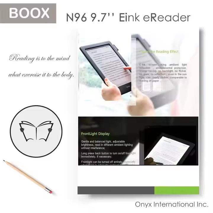 9.7 Inch Eink Reader with 16GB Flash Memory and TF Card Extending Supporting WiFi & Bluetooth Wireless Mode and Capacitive Touching Screen
