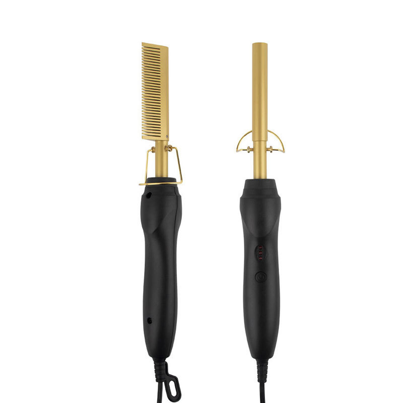 OEM Logo 3 In1 Ceramic Electric Hair Straightening Comb Curling Iron for Hair Beard Wigs