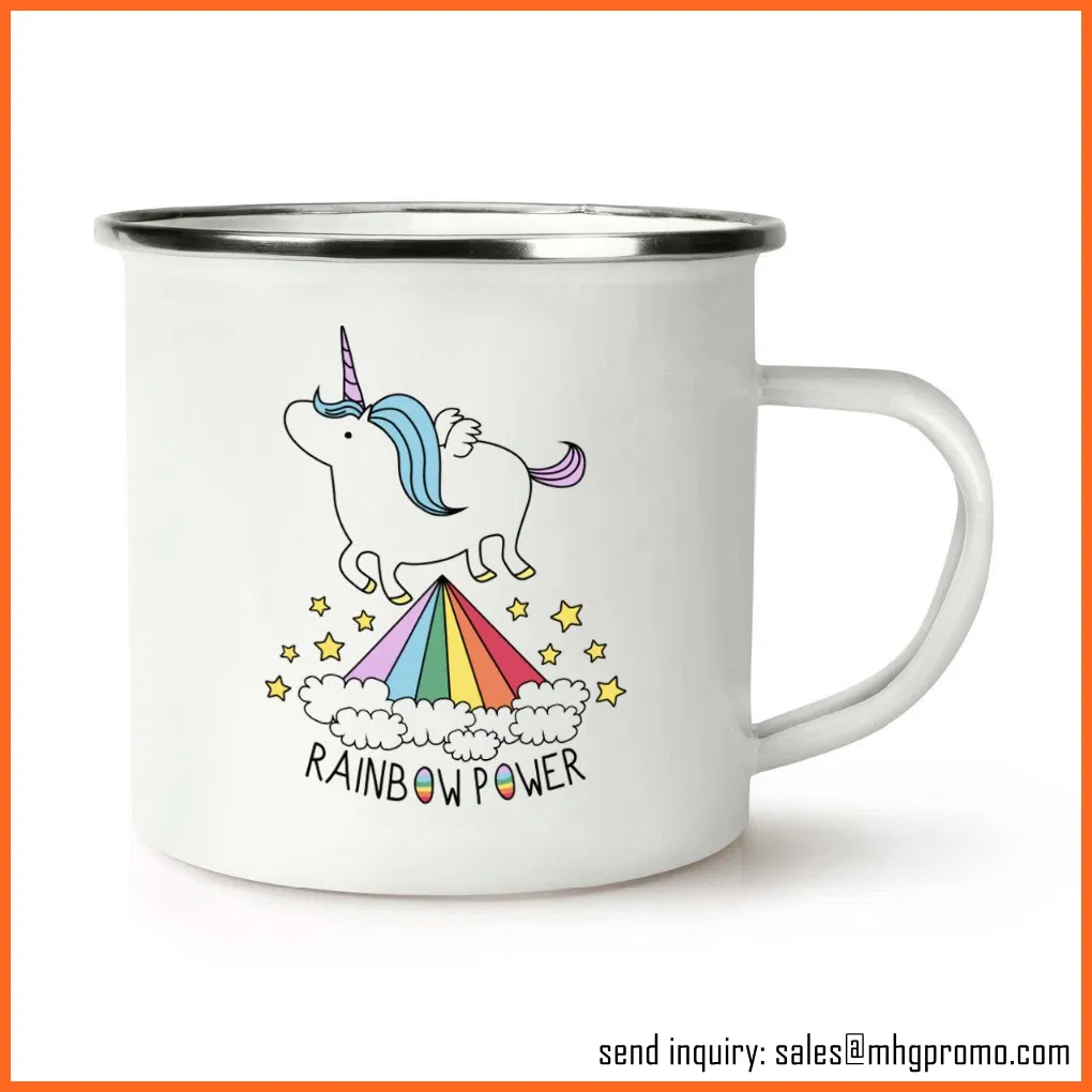 Silver Trim Enamel Metal Mug
