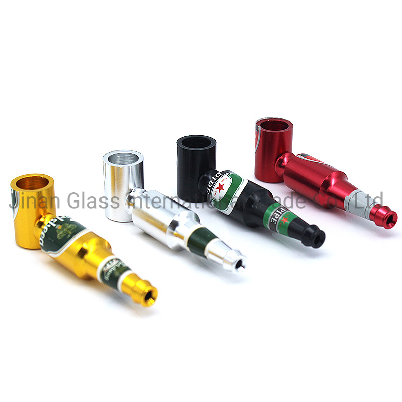 Beer Bottle Pipe Printing Portable Pipe Creative Mini Pipe Glass Pipe