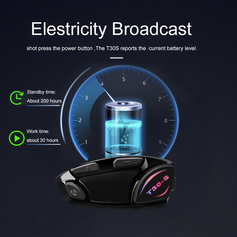 Motorcycle Headset 1 Riders Helmet Intercom Headset with CVC Noise Cancellation Stereo Music Ipx6 Waterproof for Full Face Helmet