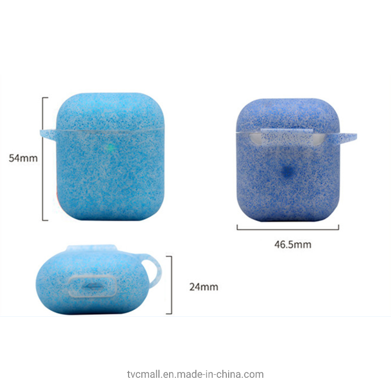 For Apple AirPods with Charging Case (2016)/(2019)/AirPods with Wireless Charging Case (2019) Earphone Glittery Silicone Case Earbuds Protective Shell with Hang