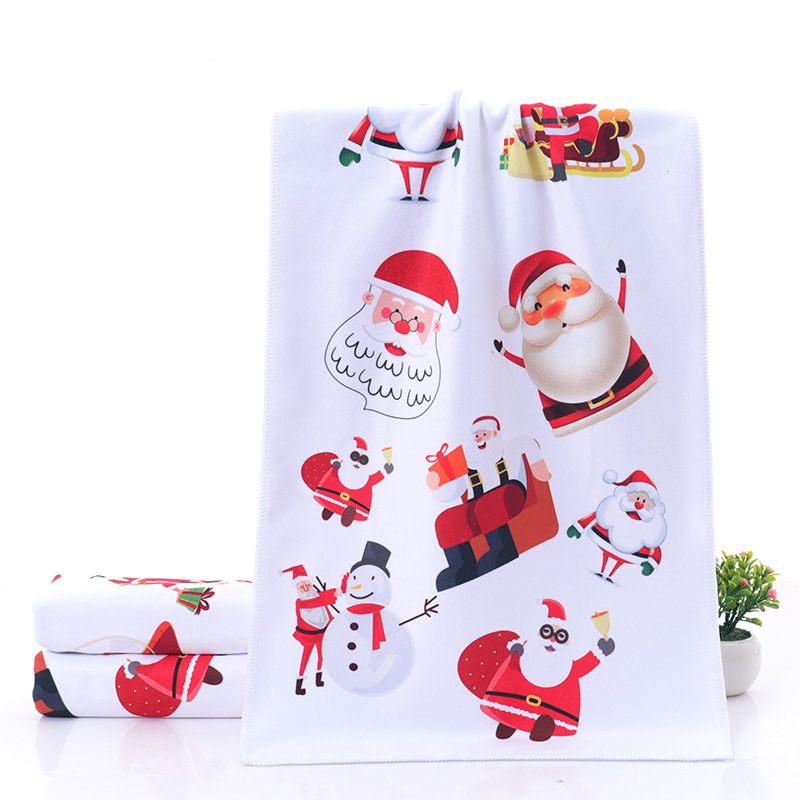 35*75cm Microfiber Cloth Printed Christmas Household Kitchen Cleaning Towel
