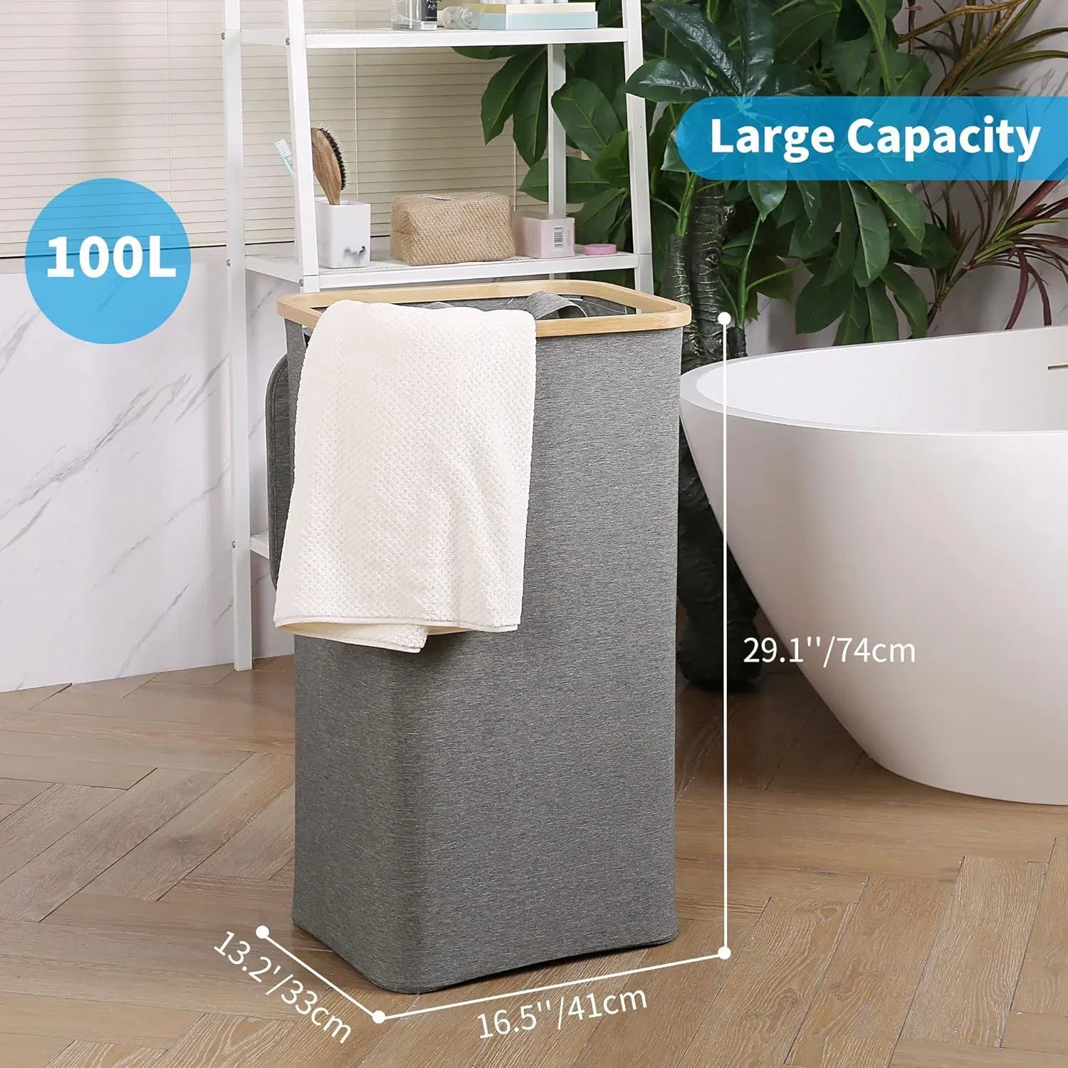 a Large-Capacity Bathroom Clothes Storage Wonder for Clothes Storage Foldable Bamboo Dirty Clothes Basket