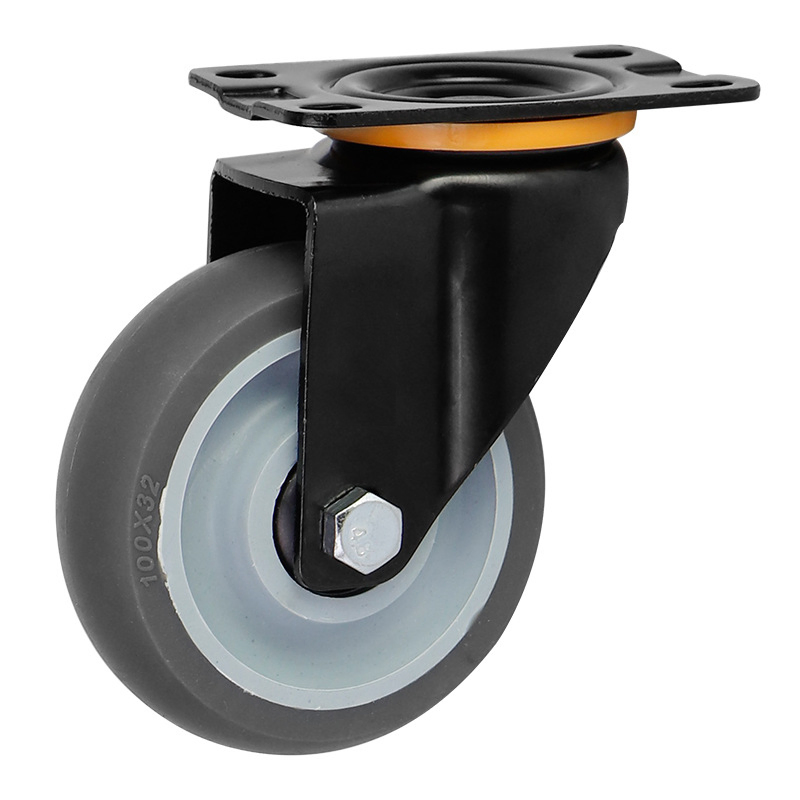 3 4 5 Inch Industry Trolley Furniture TPR Soft Grey Rubber Plate Swivel Caster Wheels