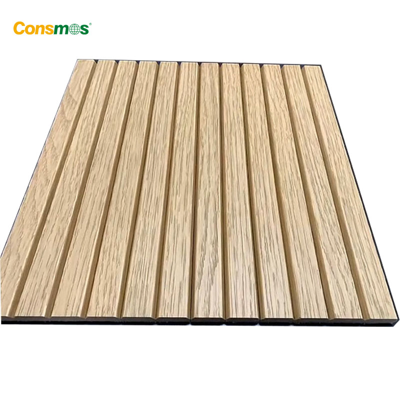 600X2400mm MDF Slat Acoustic Panels with Natural Wanut Oak Wood Veneer Finish for Home Decoration
