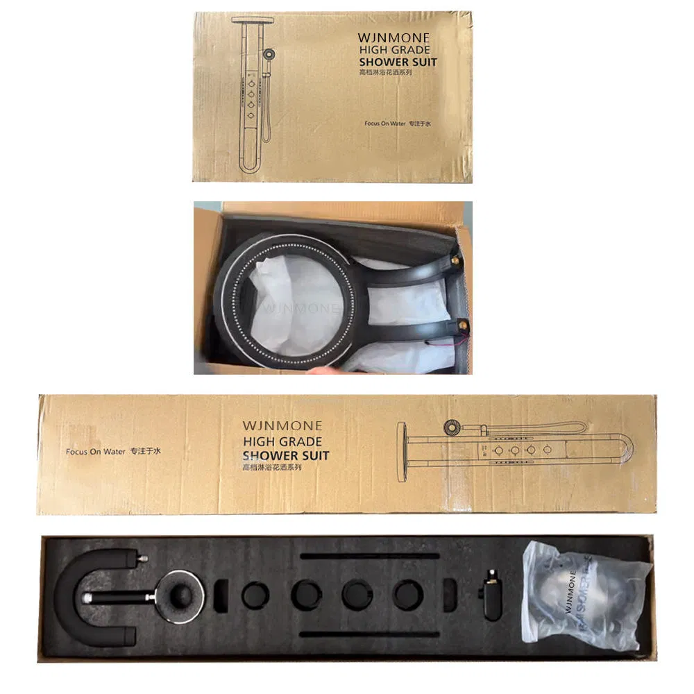 Luxury Smart LED Display Rainfall Bathroom Shower Panels System Ceramic Valve Stainless Steel SPA Massage Waterfall Shower Set