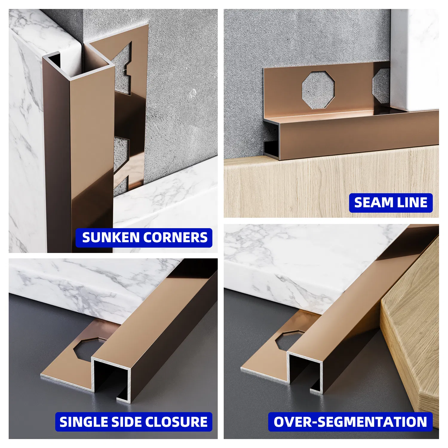 Modern Edge Tile Trim Strip with Sample Provision and Design Style
