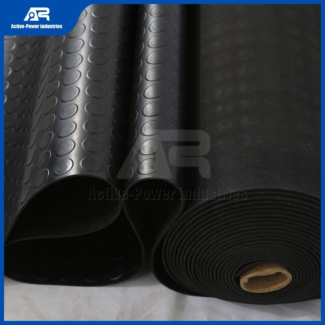Active-Power Industries Rubber Mat Floor Distributor China Grey Color Round Button Rubber Floor Coin Rubber Flooring Mat Rubber Floor