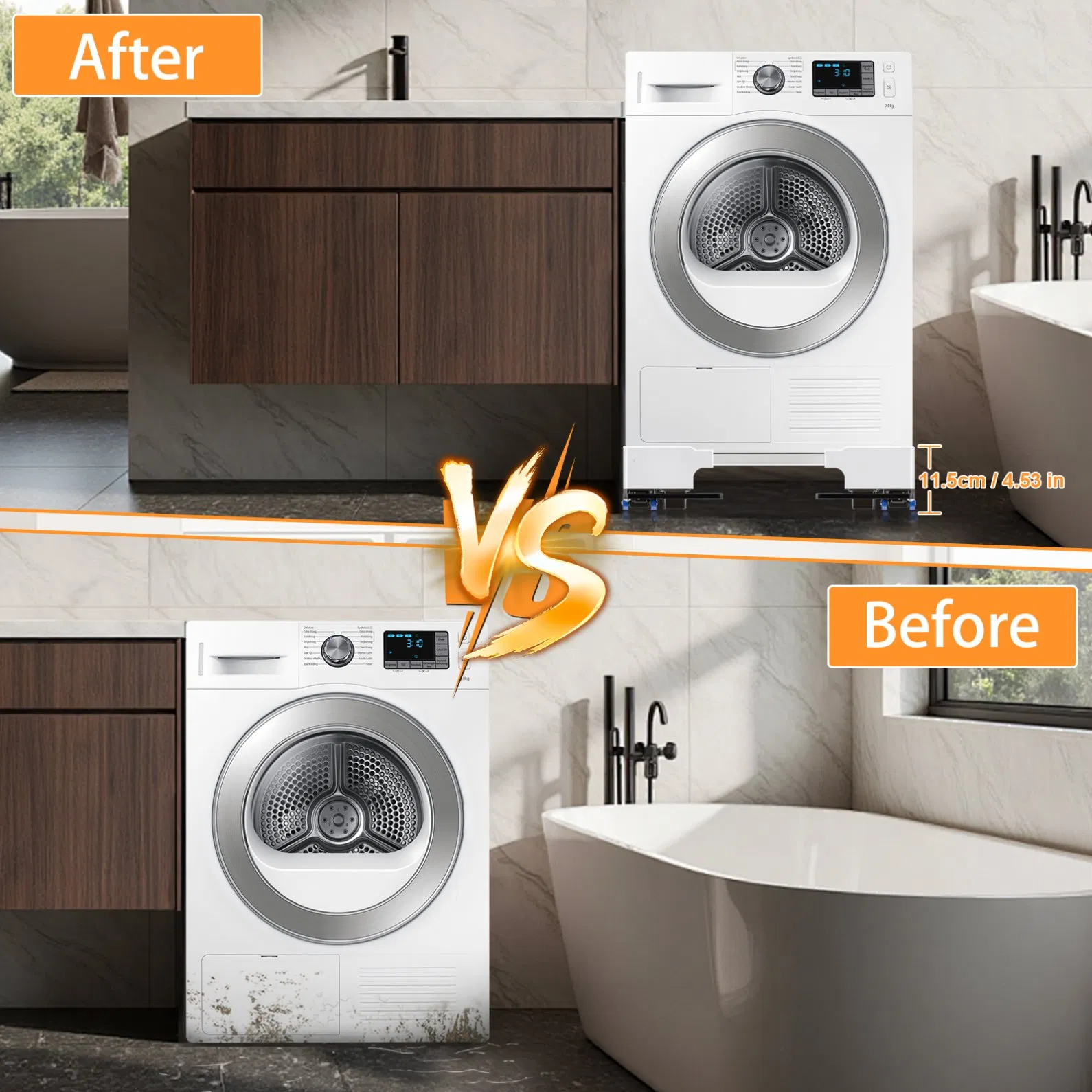 Removable Multifunctional Adjustable Anti-Vibration Base for Washing Machines