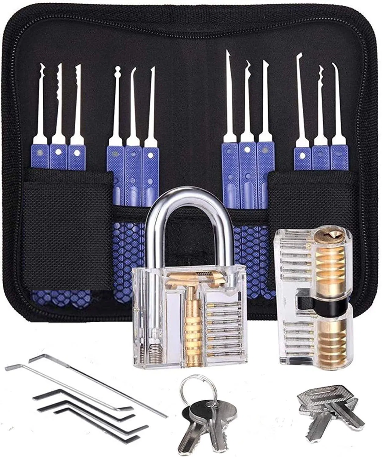 Premium Practice Picking Tools 2 Transparent Padlock 17 PCS Lock Picking Tools