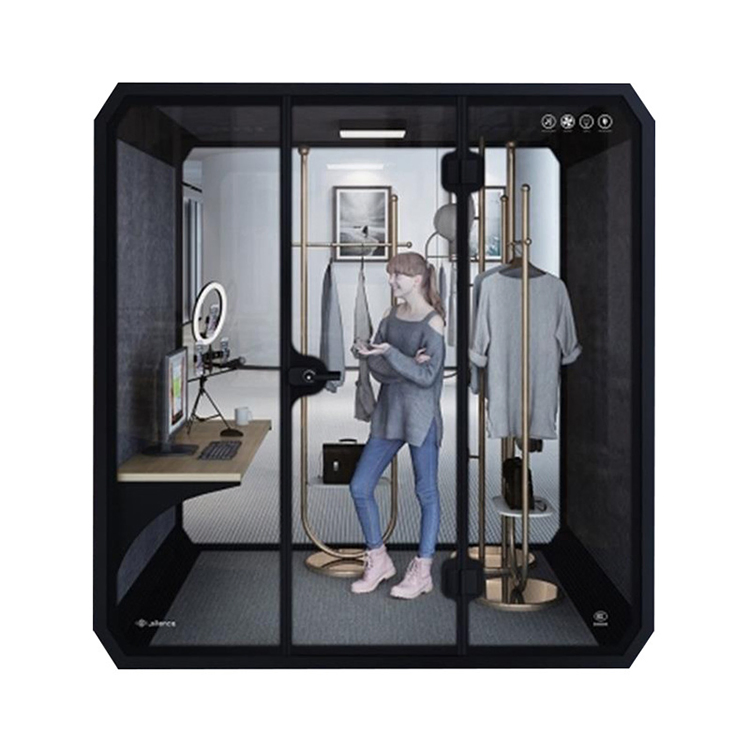 Office Meeting Pod Soundproof Telephone Booth Pods Acoustical Hollow Glass Sound Office Soundproof Cabin