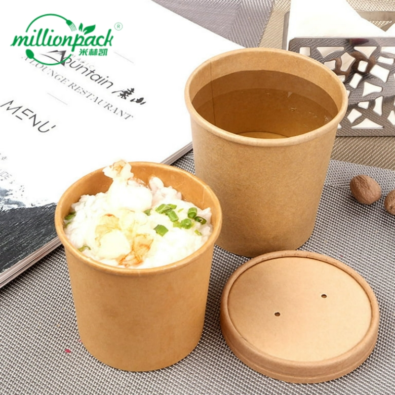 Disposable Paper Soup Cup with Lid Eco Friendly for Hot Food Takeaway