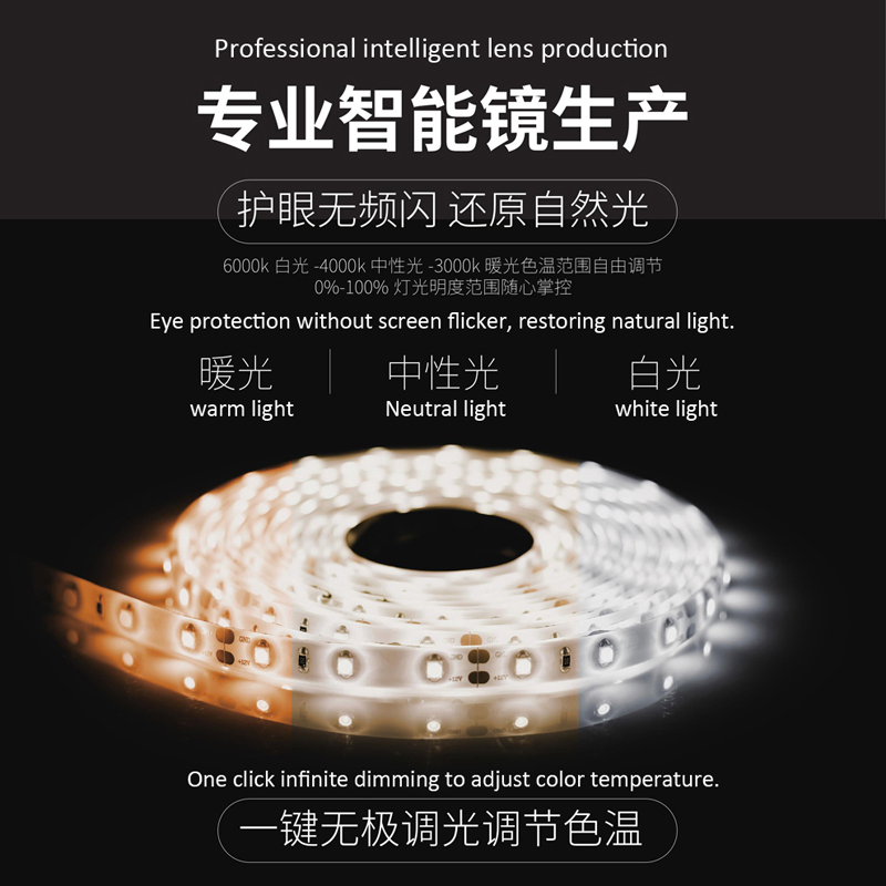 Arched Smart Mirror Bathroom Anti Fog Mirror Wall Mounted Bluetooth LED Backlit Vanity Smart Mirror with Light