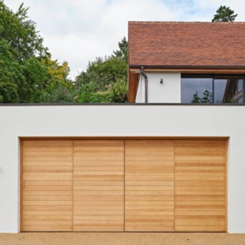 Elegant High - Quality Wooden Panel Car Garage Door for Modern Homes, Customizable