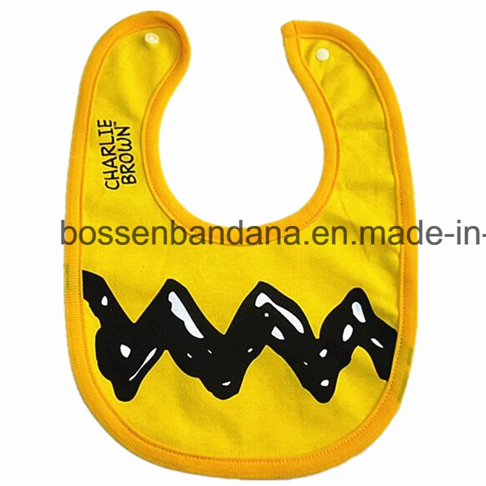 OEM Customized Design Logo Print Cotton Yellow Jersey Baby Bib