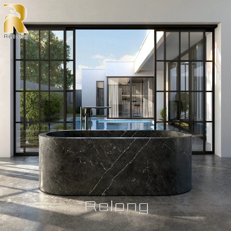 Мраморная ванна черная, на заказ