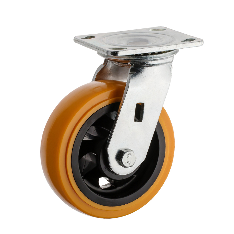 100mm PU Wheel Castor with Locking 280kgs High Load 4inch Fixed Type Welding Steel Heavy Duty Industrial Caster