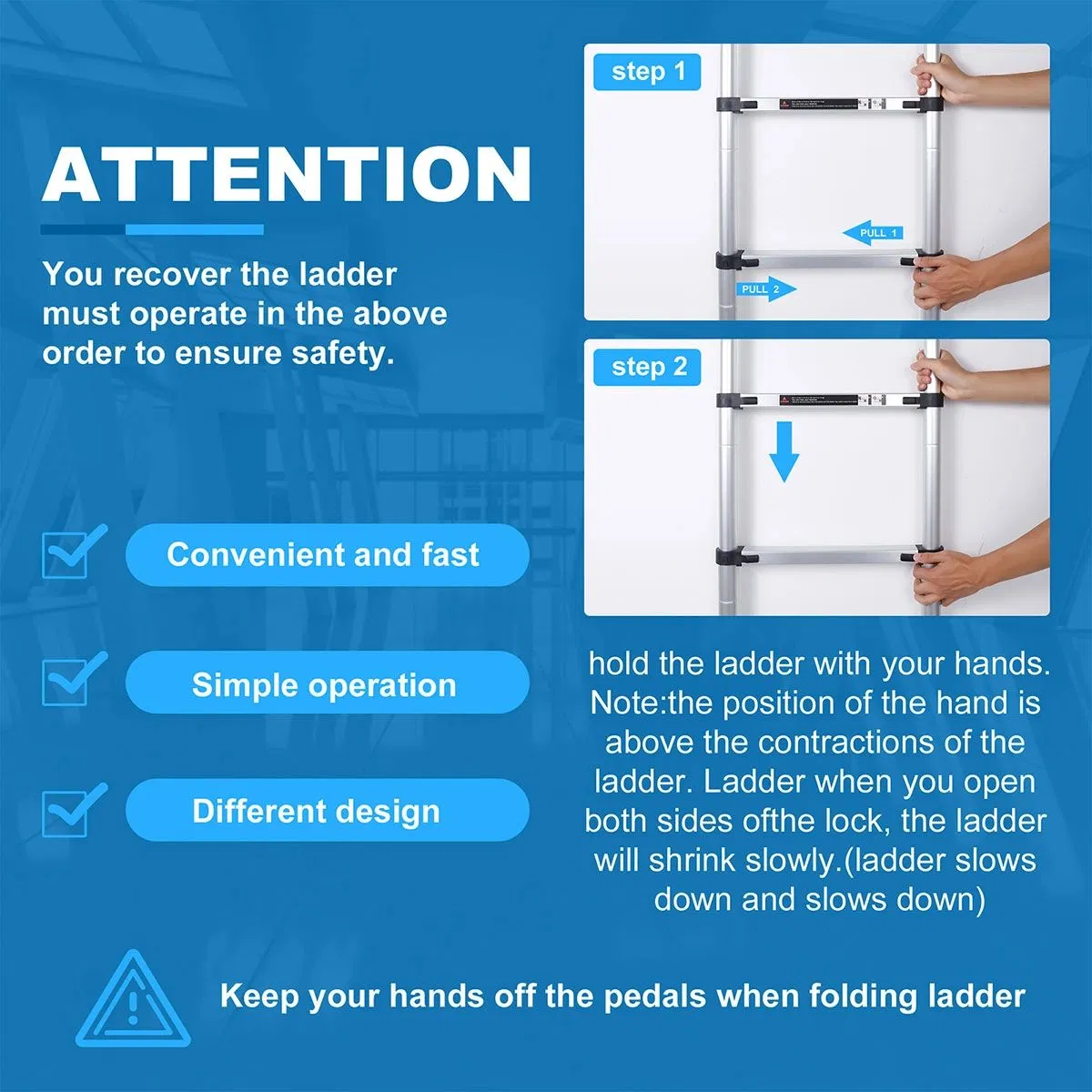 Aluminum Telescopic Black Straight Ladder