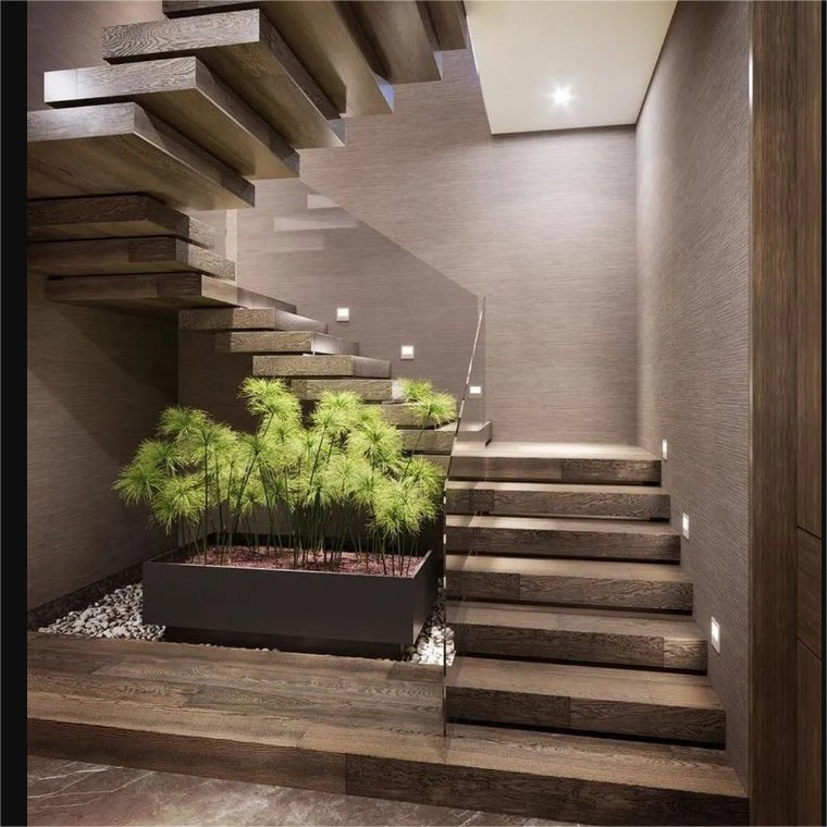 Customizable Single Beam Floating Staircase with Solid Wood Steps Space-Saving Design for Homes and Offices Steel Material