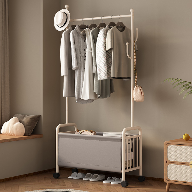 Stylish Clothes Rack with Hanging Cap and Storage Basket