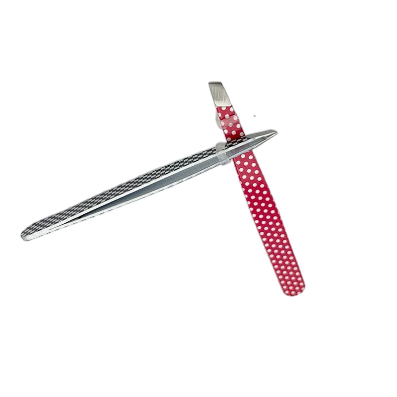 Superior Grip Slanted Precision Stainless Steel Eyebrow Tweezer with Grid Pattern