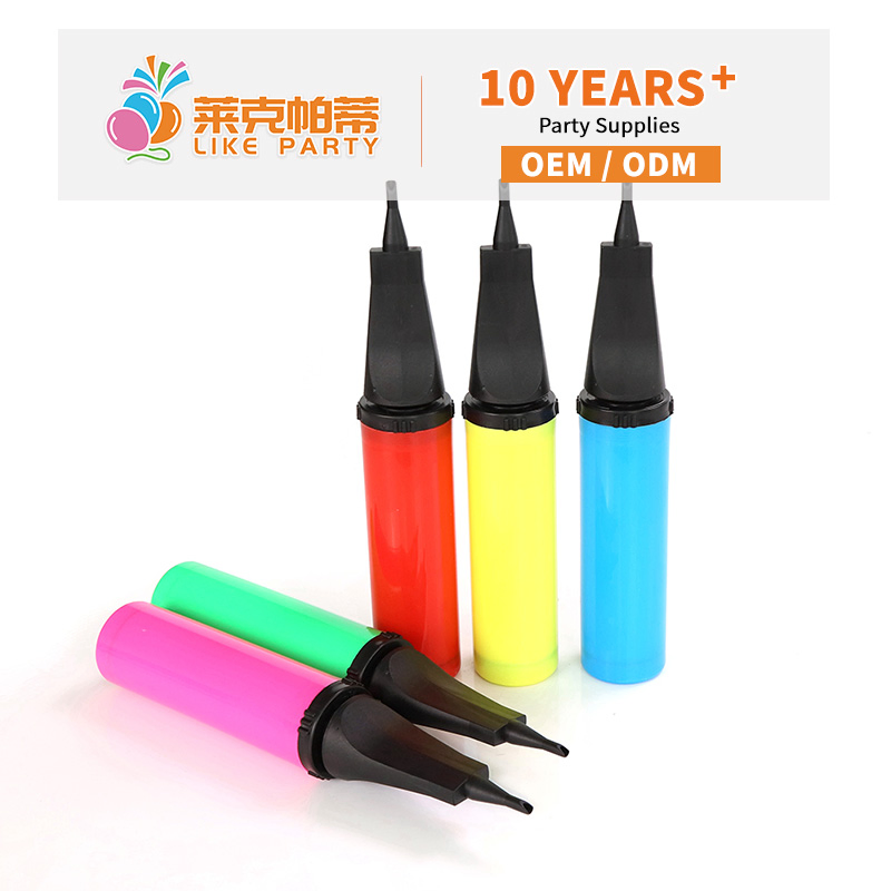 Custom Party Colorful Hand Push Plastic Inflator Manual Balloon Pump for Sale
