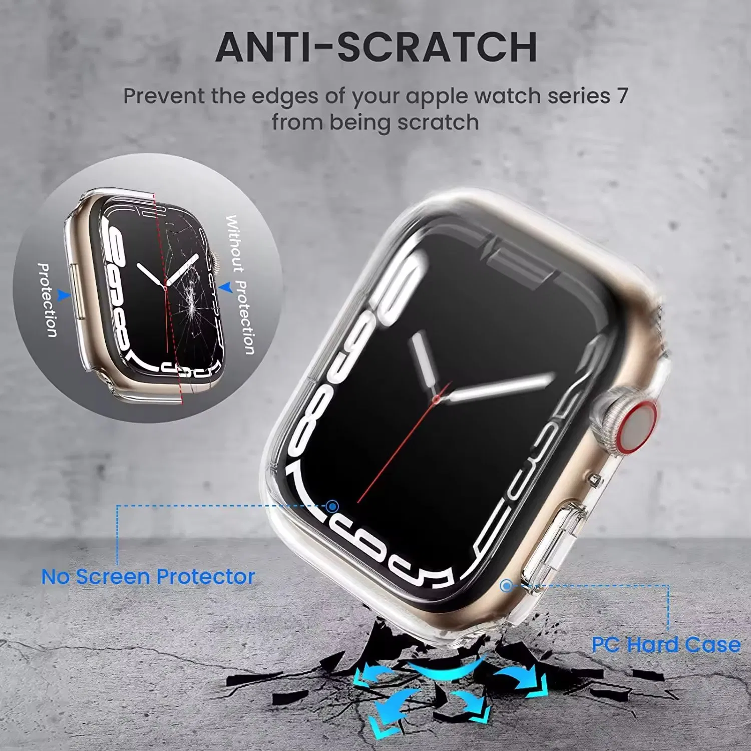 Case with Tempered Glass Screen Protector for Apple Watch Se Series 6/5/4/Se 40mm, Full Coverage Hard PC Protective Cover HD Ultra-Thin Cover for iWatch