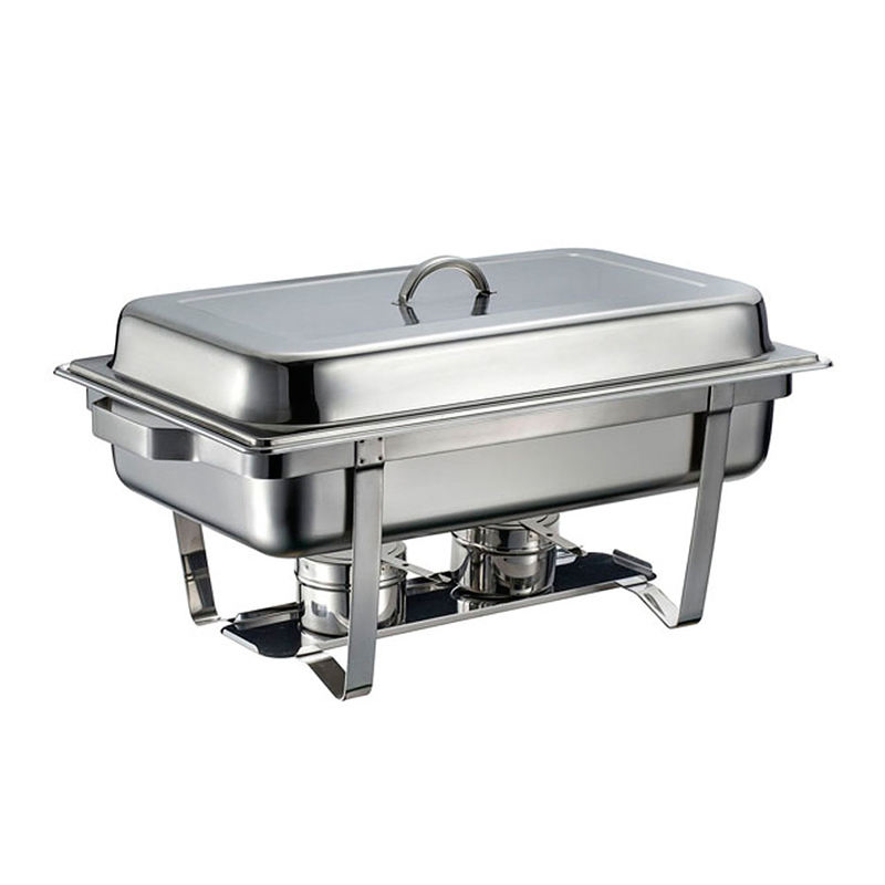 Factory Supply 9L Buffet Chafing Dish Food Warmers Display Rectangular Stainless Steel Goldplated Chaffing Dishes Wholesale