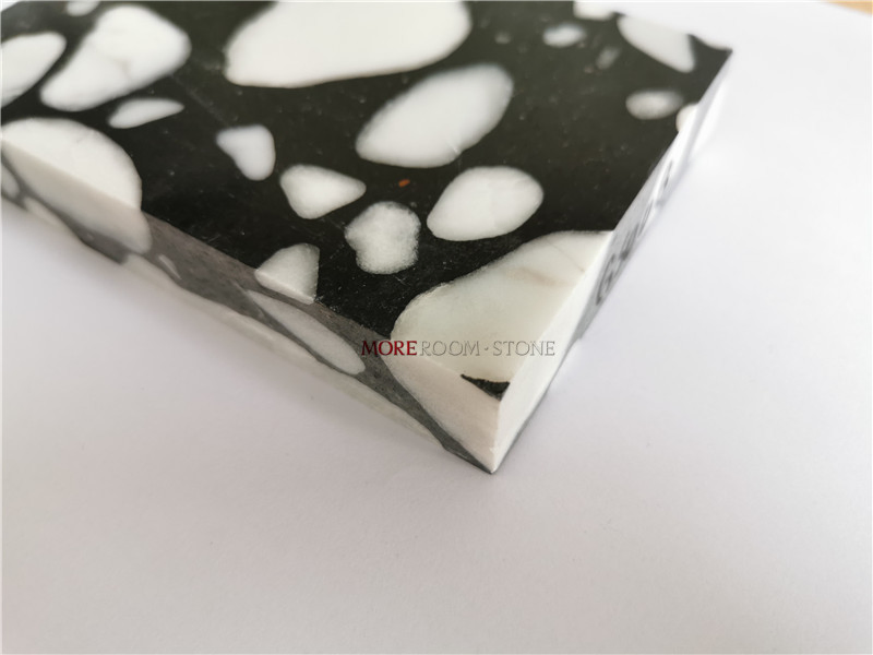 Black Bathroom Wall and Floor Design Terrazzo Floor Tiles