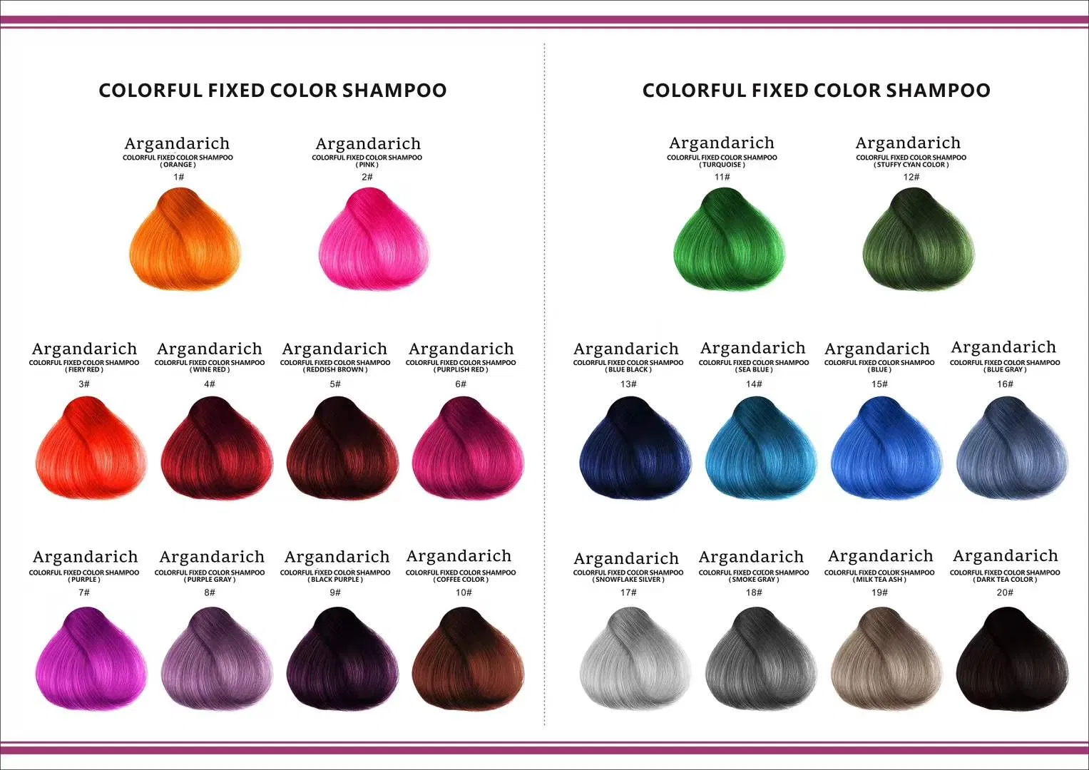 250ml Hair Color Shampoo for Protect Color 20 Fashionable Colors