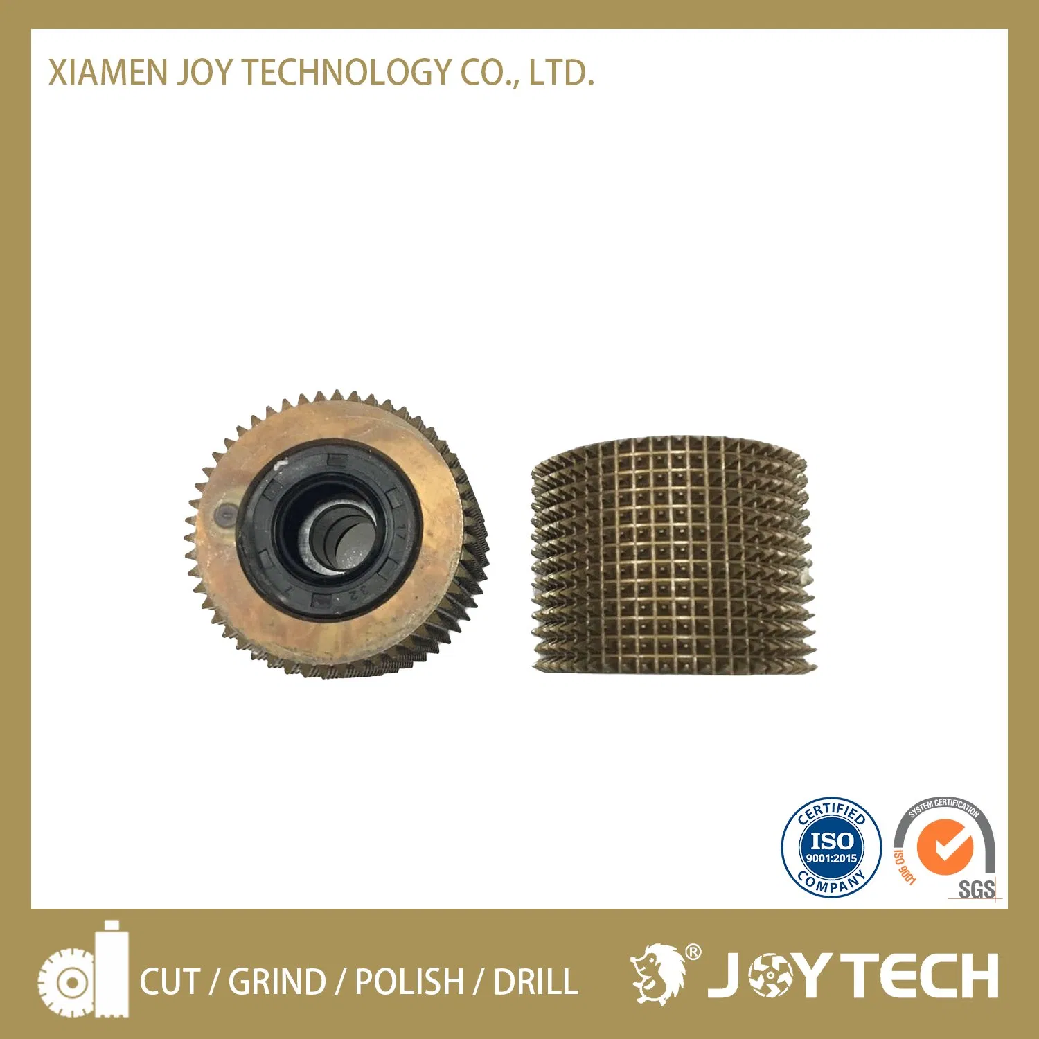 Joy Tech Diamond Cutting Tool Concrete Floor Grinding Wheel Abrasive Tooling 45 Pins Bush Hammer Roller with Support (JOY-BHR-45A)