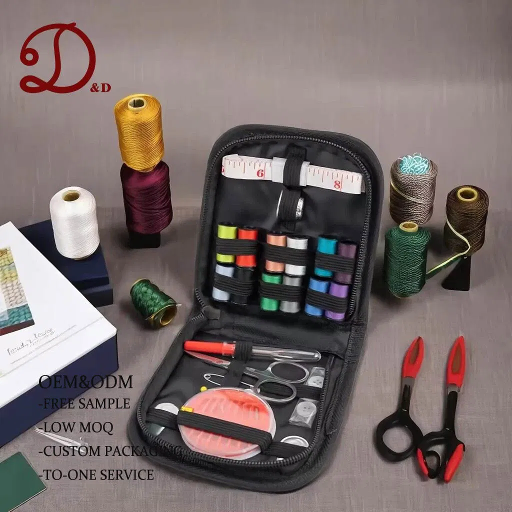Essential Mini Sewing Kit in Stylish Sewing Accessories Black Travel Bag