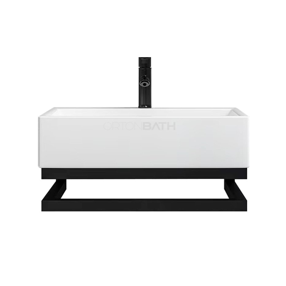 Ortonbath Wall Mounted Bathroom Sink with Towel Rack, 20" X 14" Modern Wall Mount Sink, Commercial Small Bathrooms Wall Hung Basin with White Color