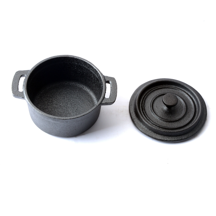 Мини-чугунная жаровня с крышкой, предварительно прокаленная