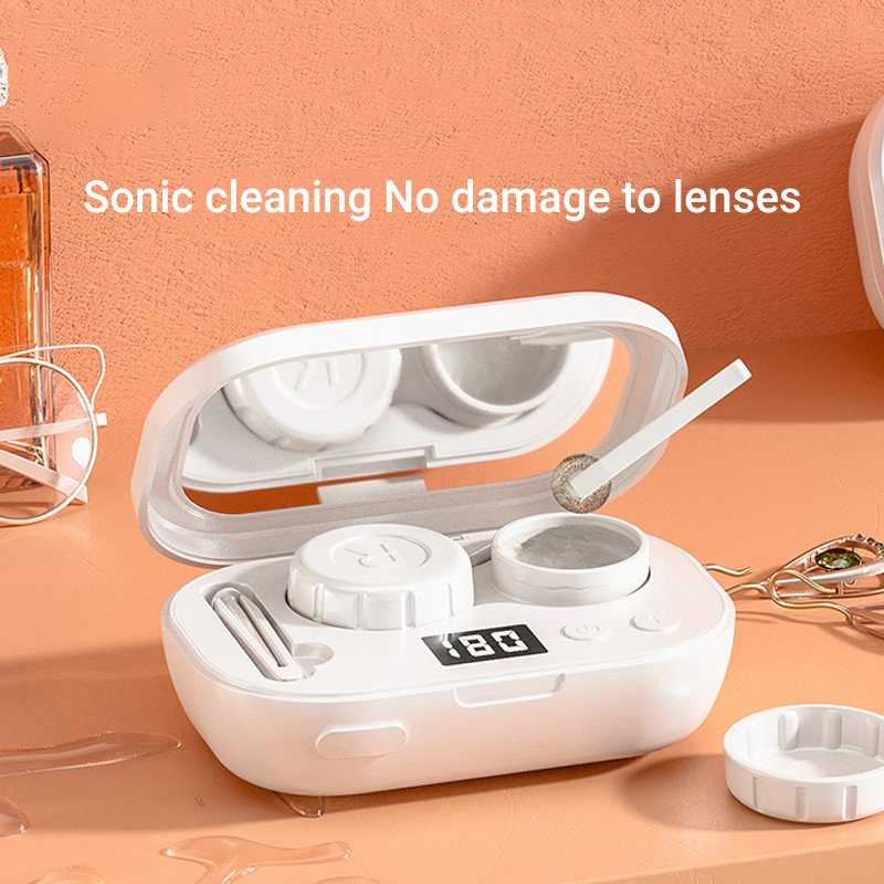LED Rechargeable Sonic Colored Contact Lens Cleaner Portable Automatic Beauty Lens Cleaning Storage Case